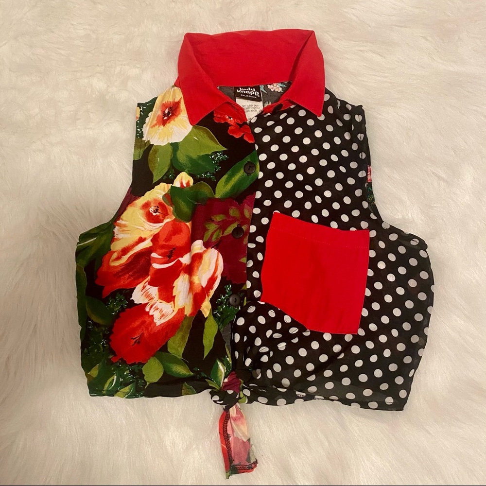 ❤️Vintage 90s button down tie front blouse